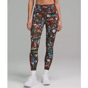 NWT New LULULEMON x YOLANDE MUTALE Wunder Train HR Tight Black Rainbow Print 0